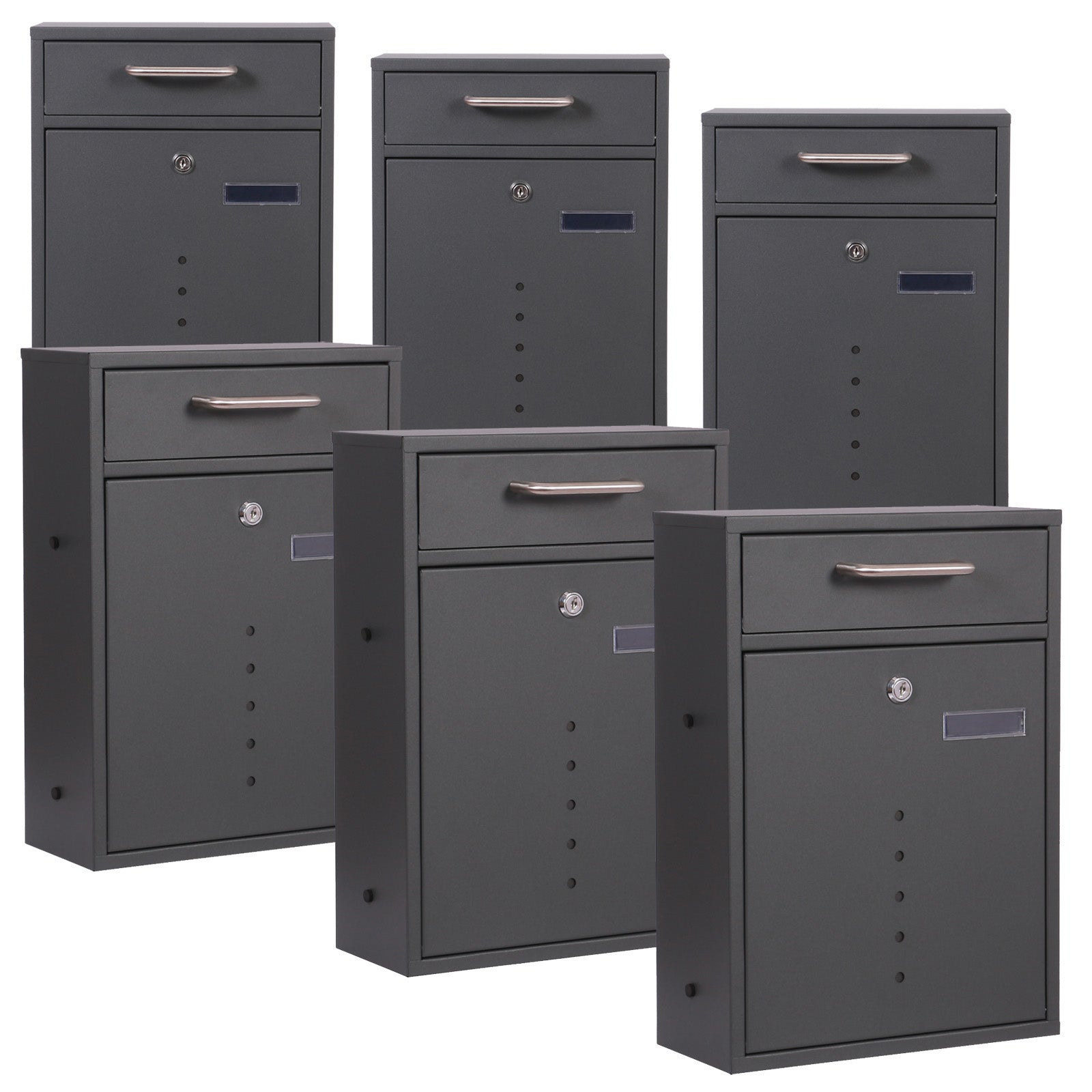 Cassetta delle lettere 2x3 V51 antracite Cassetta postale a muro Con serrature e finestre