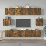 Set di Mobili Porta TV 6 pz Rovere Fumo in Legno Multistrato 3114363