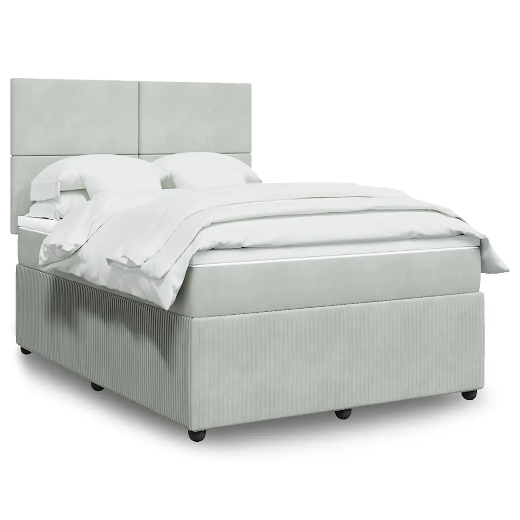 Giroletto a Molle con Materasso Grigio Chiaro 140x190cm Velluto