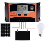 Trade Shop - Regolatore Di Carica 30a Per Pannello Solare 12/24v Display Lcd Usb Art. Ld2430c -