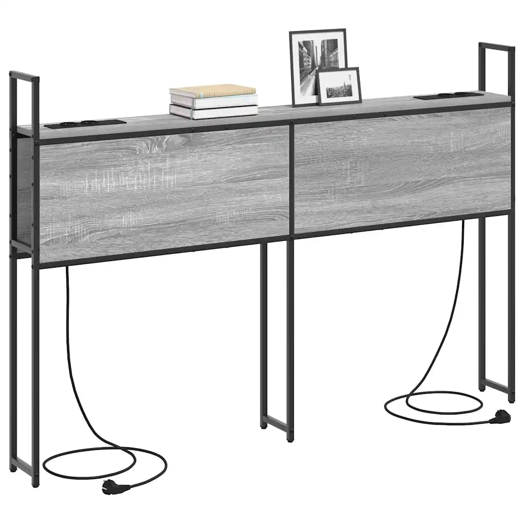 Testiera con Stazione di Carica e Storage-Testiera Multifunzionale-Testata Grigio sonoma 150 cm