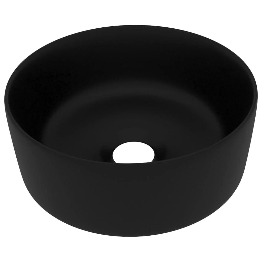 Lavandino da bagno rotondo di lusso 40 x 15 cm in ceramica nera opaca 02_0002761