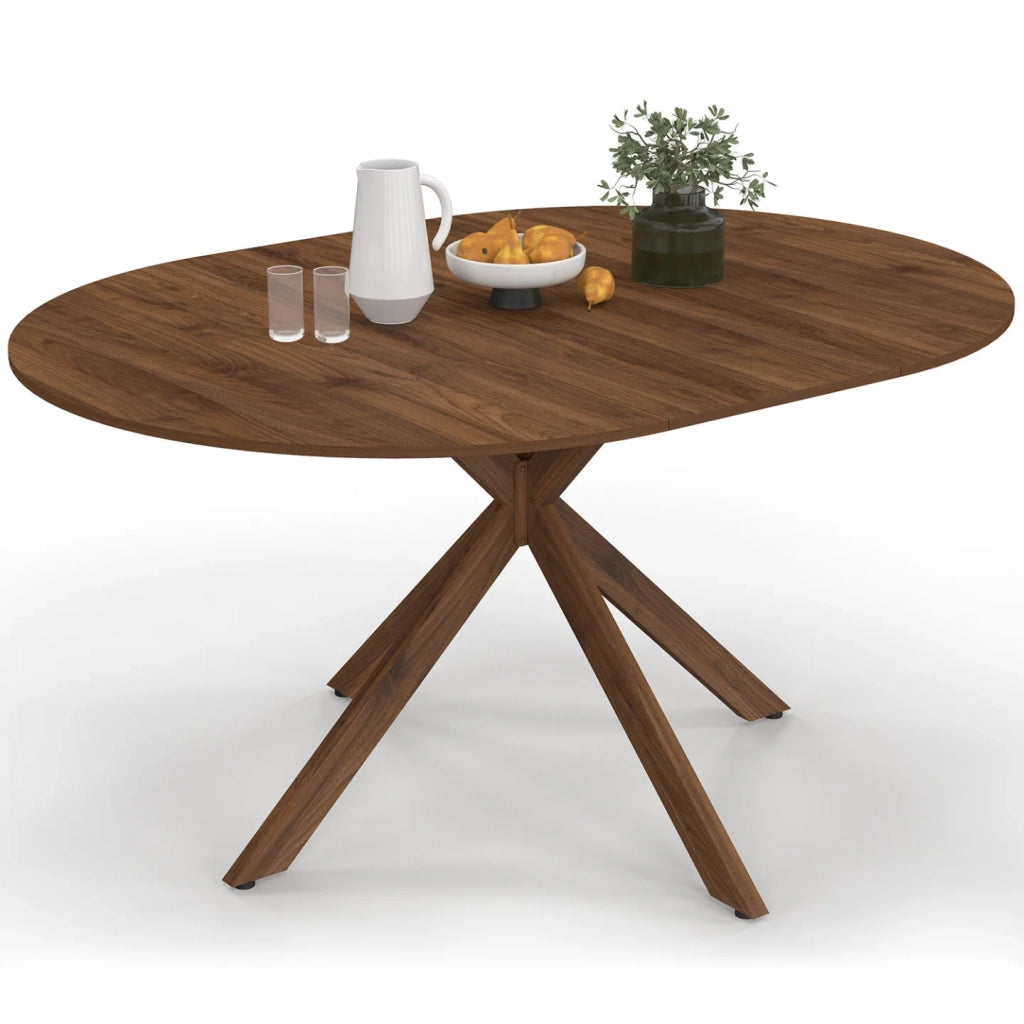 IDMarket - ALIX tavolo da pranzo rotondo allungabile 4-8 persone noce gamba a ragno 110-150 cm
