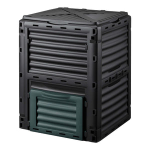 Compostiera da 300 litri 61 x 61 x 82 cm, compostiera da giardino in plastica per rifiuti organici, con coperchio e sportello inferiore per lo svuotamento