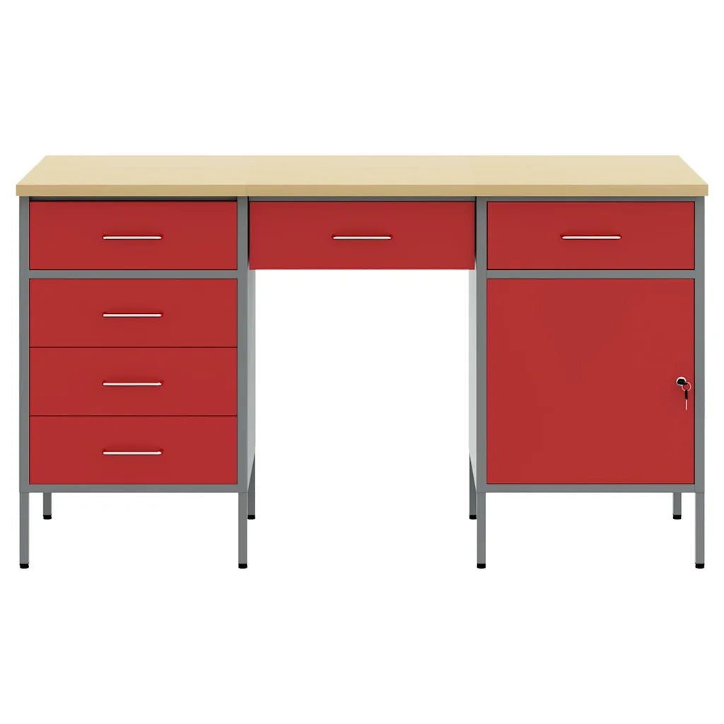 Mobile da lavoro 3 pcs Rosso Legno ingegnerizzato e acciaio 3321379