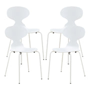 Set Kil di 4 Sedie Impilabili da Sala Pranzo - Bianco [en.casa]