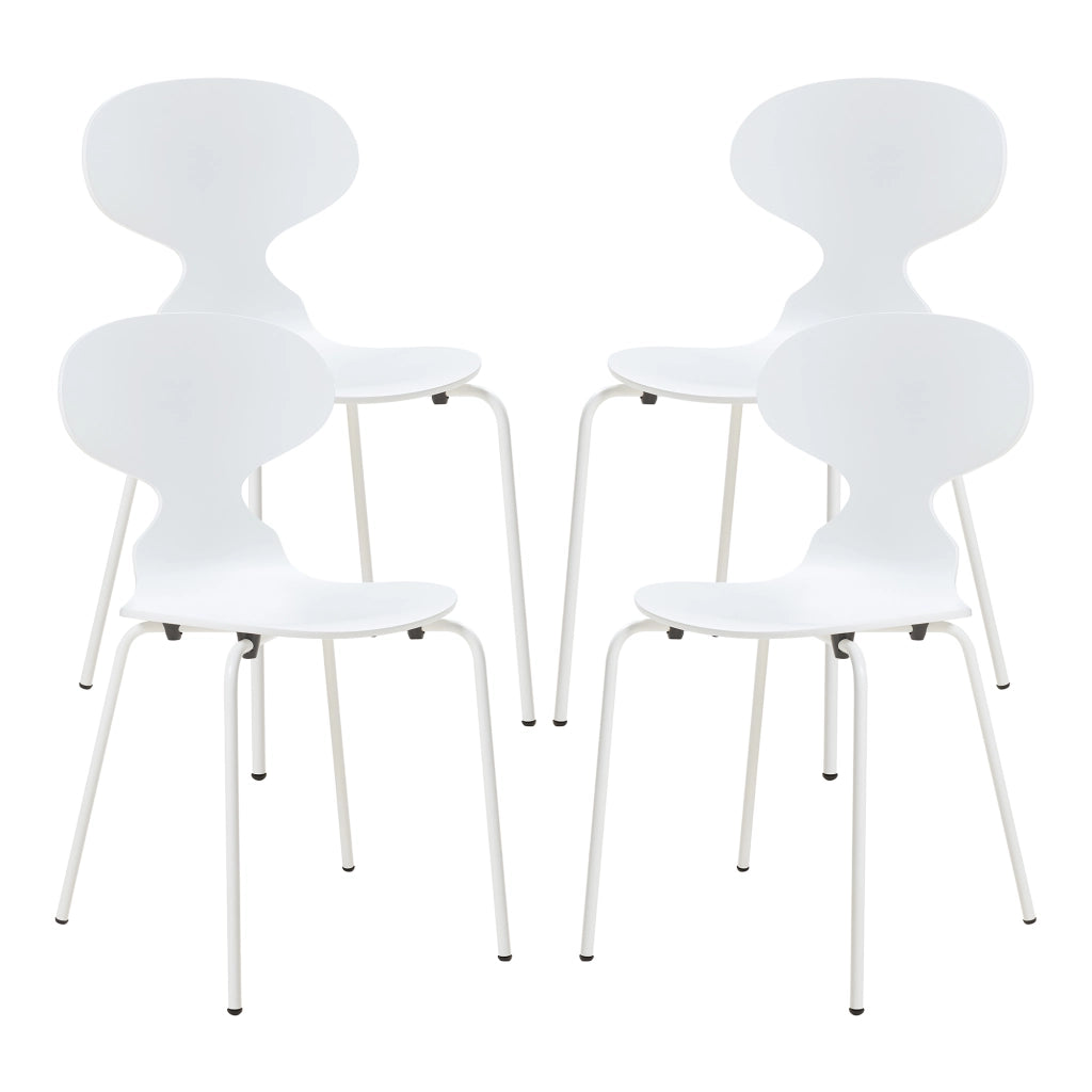 Set Kil di 4 Sedie Impilabili da Sala Pranzo - Bianco [en.casa]