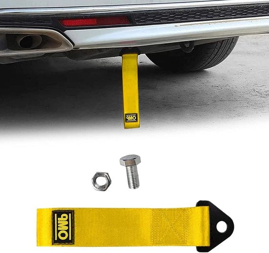 Telaio di Sosta per Auto in Nylon per Trebbianti di Sosta per Veicoli Anteriore e Posteriore con Ammortizzatore Giallo, 1 pezzo.