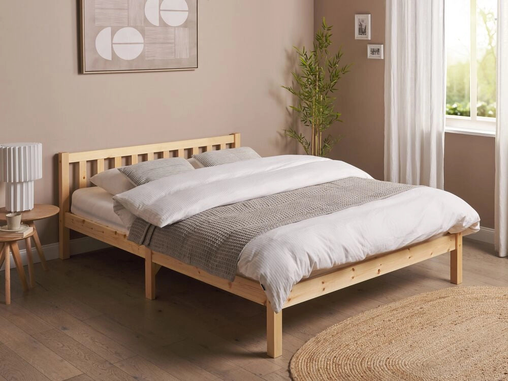 Letto singolo in legno di pino chiaro 140 x 200 cm rete a doghe
