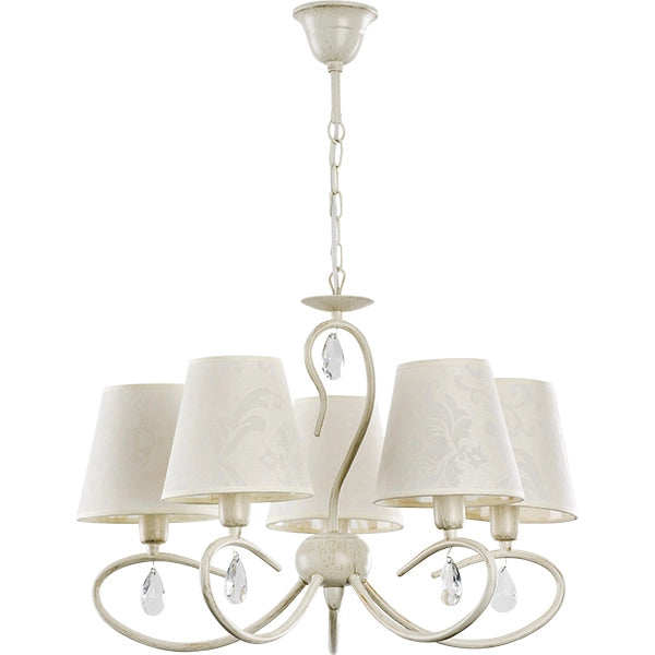 Lampadario classico bianco cristalli 5xE14 Alfa BALI