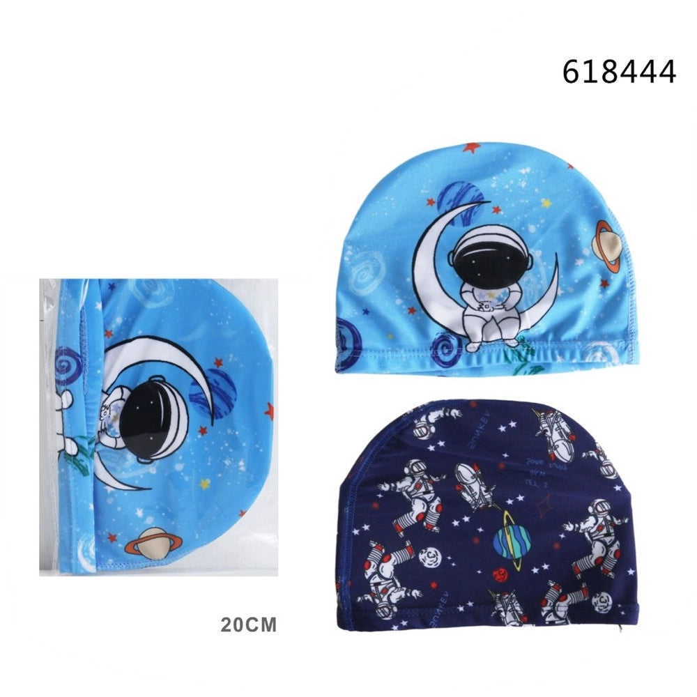 Trade Shop - Cuffia Da Nuoto Piscina In Tessuto Per Bambini 7+ Anni Con Stampe Spaziali 20cm 618444 -