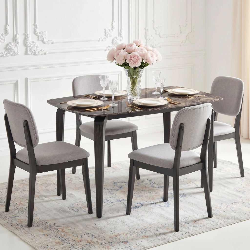 Tavolo 4 Persone. 130x70 cm. Moderno con Piano in Pietra Sinterizzata. Marrone