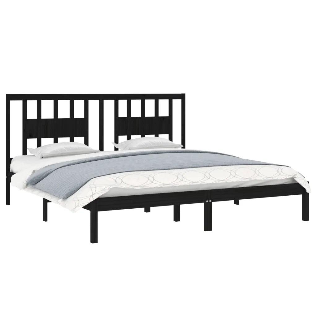 Giroletto Nero in Legno Massello di Pino 200x200 cm 3104087