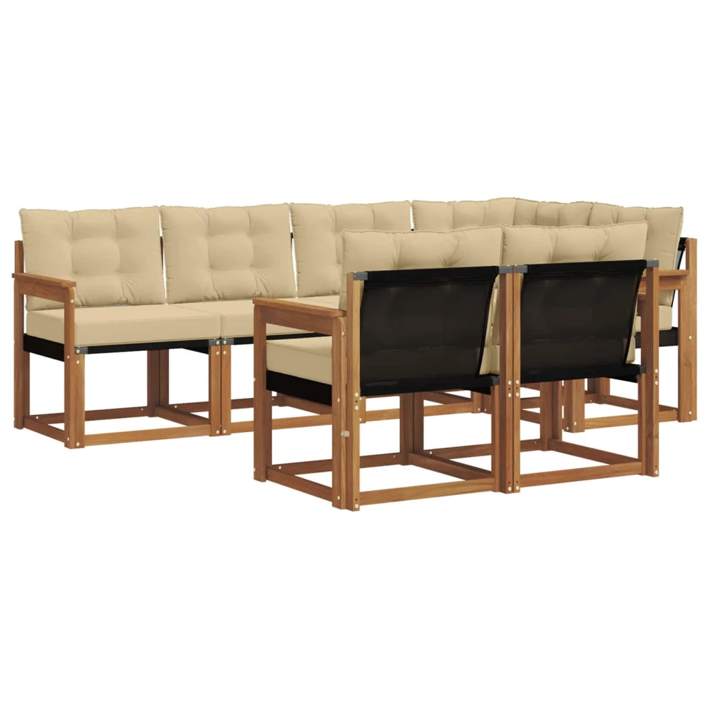 Set di divani da esterno con cuscino 7 pcs Naturale e Beige 3368756