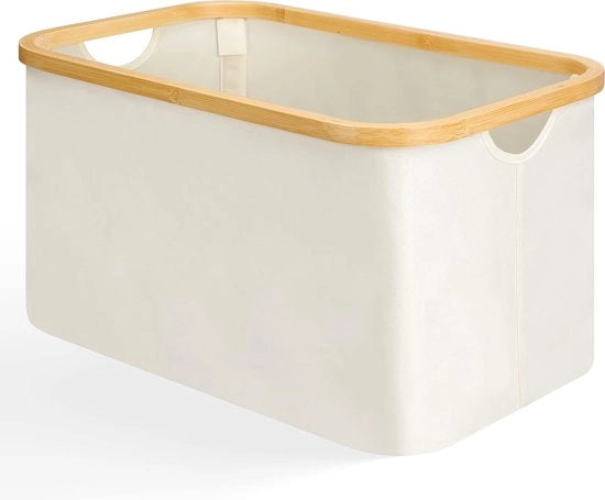 Wastobbe opvougbare 50L, contenitore per bucato in bambù naturale, contenitore per la stanza da bagno, contenitore per bucato opvougbare, contenitore per bucato a piano, contenitore per bucato per bucato, bianco