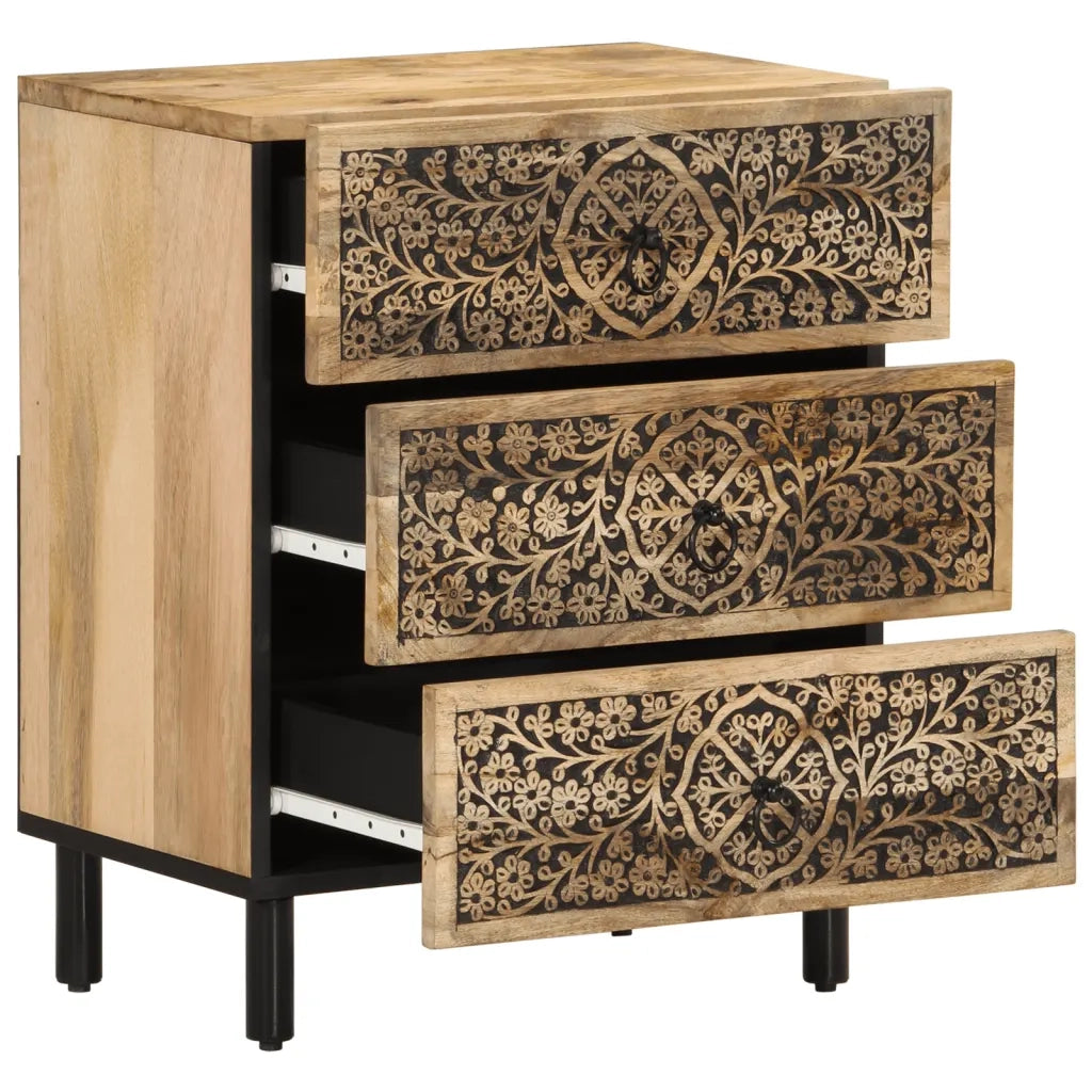Comodino 50x33x60 cm in Legno Massello di Mango