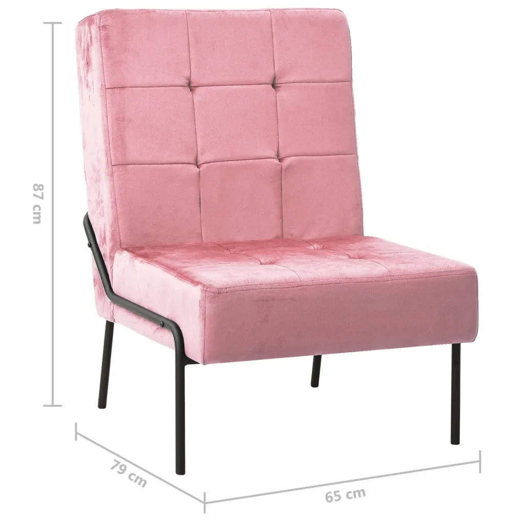 Poltrona Relax | Sedia Relax 65x79x87 cm Rosa in Velluto