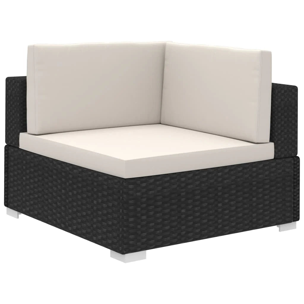 Set di mobili da giardino per esterni 8 pezzi con cuscini resina intrecciata nera 02_0017764