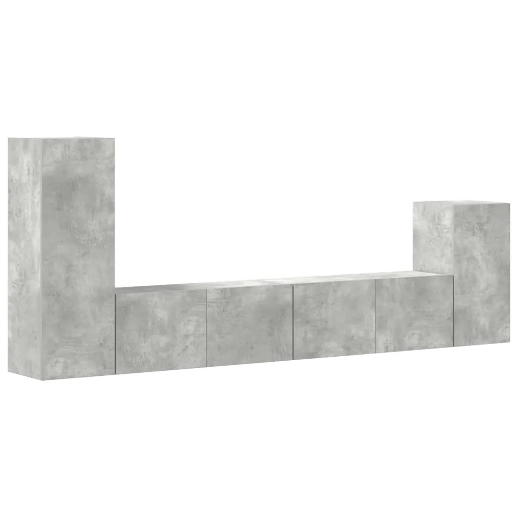 Set di Mobili Porta TV 4 pz Grigio Cemento in Legno Multistrato 3114625