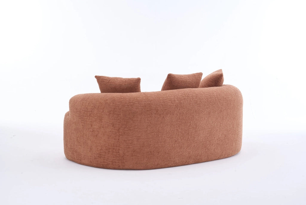 Divano 2 posti 153x94x63 cm in ciniglia corallo, 3 cuscini, per piccoli spazi