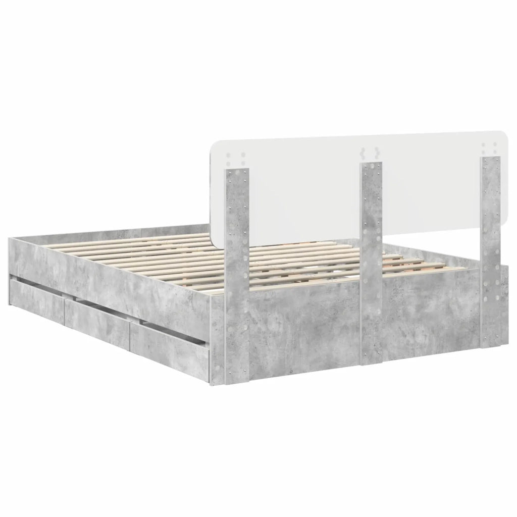 Struttura del letto con cassetto Grigio Cemento 150 x 200 cm 3412174