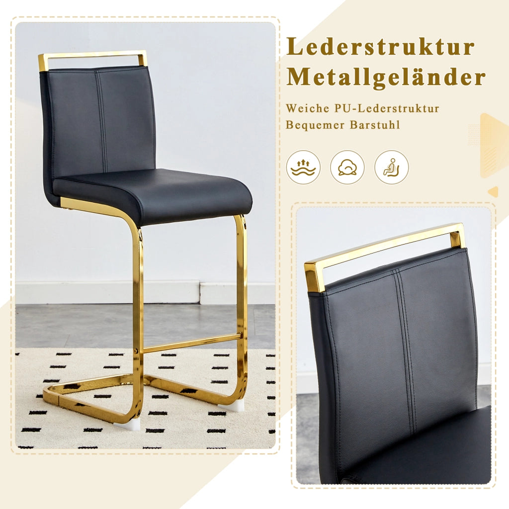SGABELLI BAR Set da 2 pezzi 96,5 cm Nero/Oro in PU e metallo