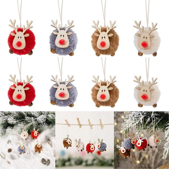 Decorazioni per albero di Natale in velluto con forma di cervo - Set da 8 - Decorazioni per albero di Natale - Decorazioni festive per Natale
