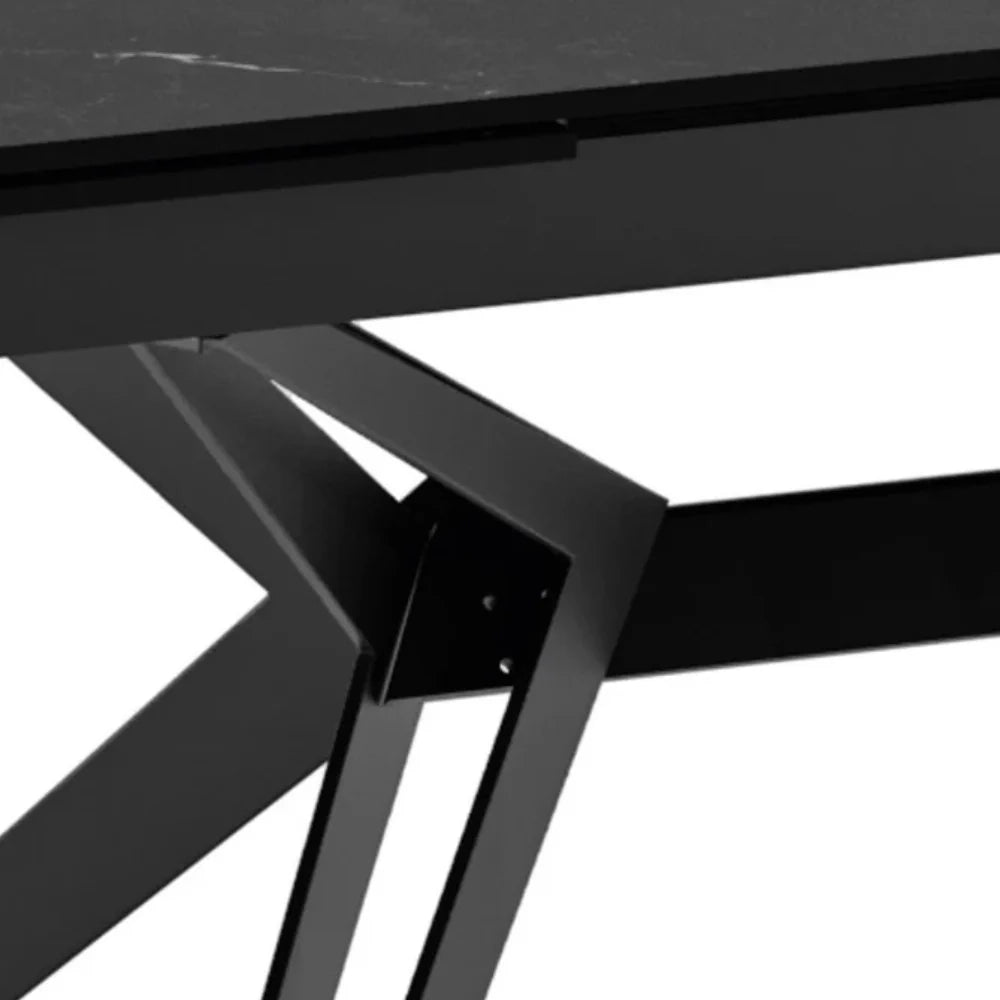 Tavolo da pranzo allungabile in ceramica effetto marmo nero Iulius 160-240x90 cm fino a 10 posti | Duzzle