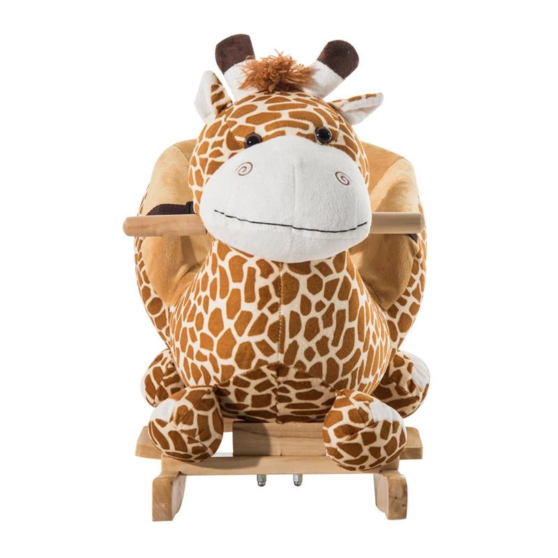 DONDOLO IN LEGNO GIRAFFA PER BAMBINI IN MORBIDO PELUCHE CON SUONI