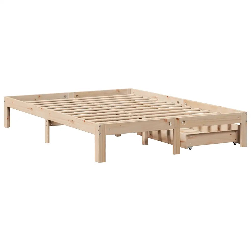 Giroletto con Cassetti 140x190 cm in Legno Massello di Pino