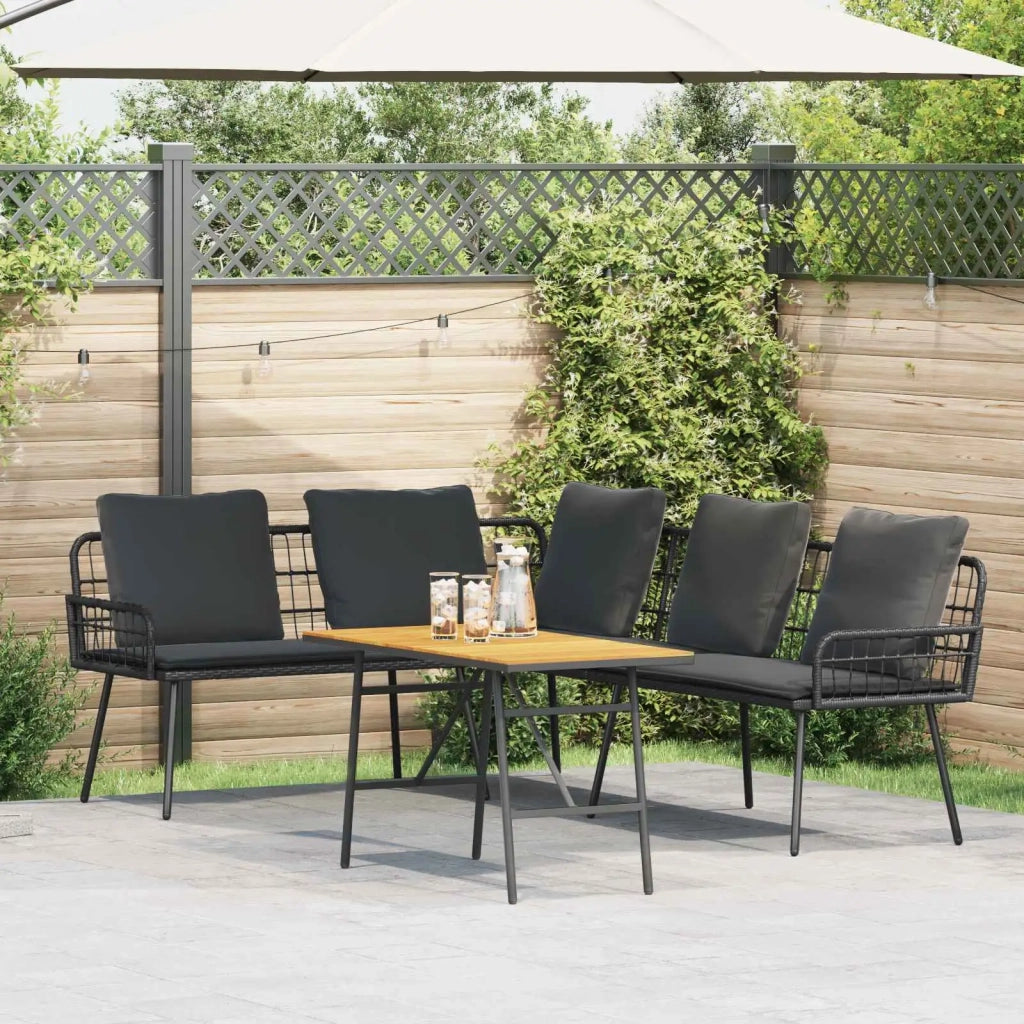 Set Divano da Giardino 2 pz | Set Salotto da Giardino Nero polyrattan