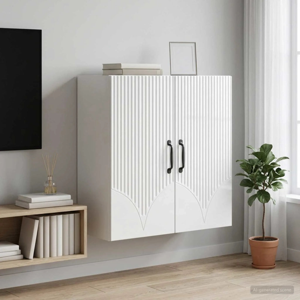 Mobiletto a muro Bianco Lucido 59 x 31 x 60 cm 898919