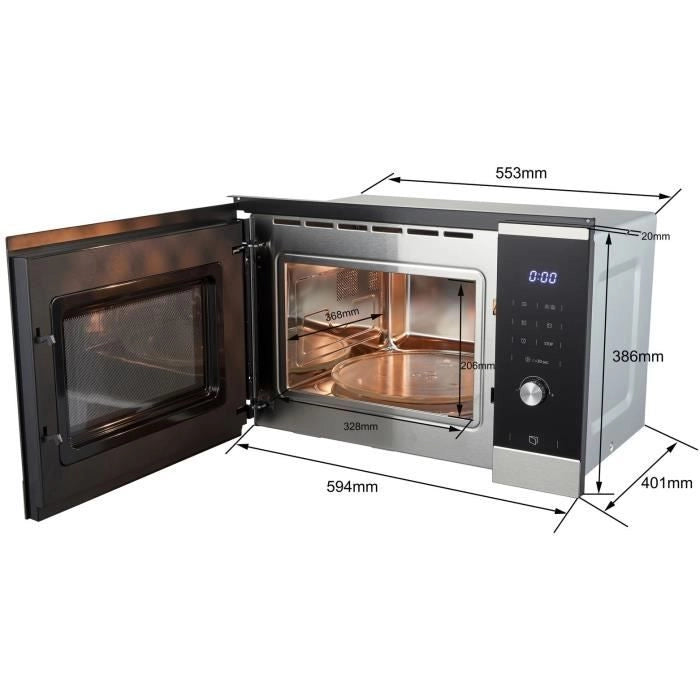 Microonde con grill da incasso CONTINENTAL EDISON CEMO25GINE Nero Acciaio inox L59,5 x H38,8 x P40,1 cm 25L