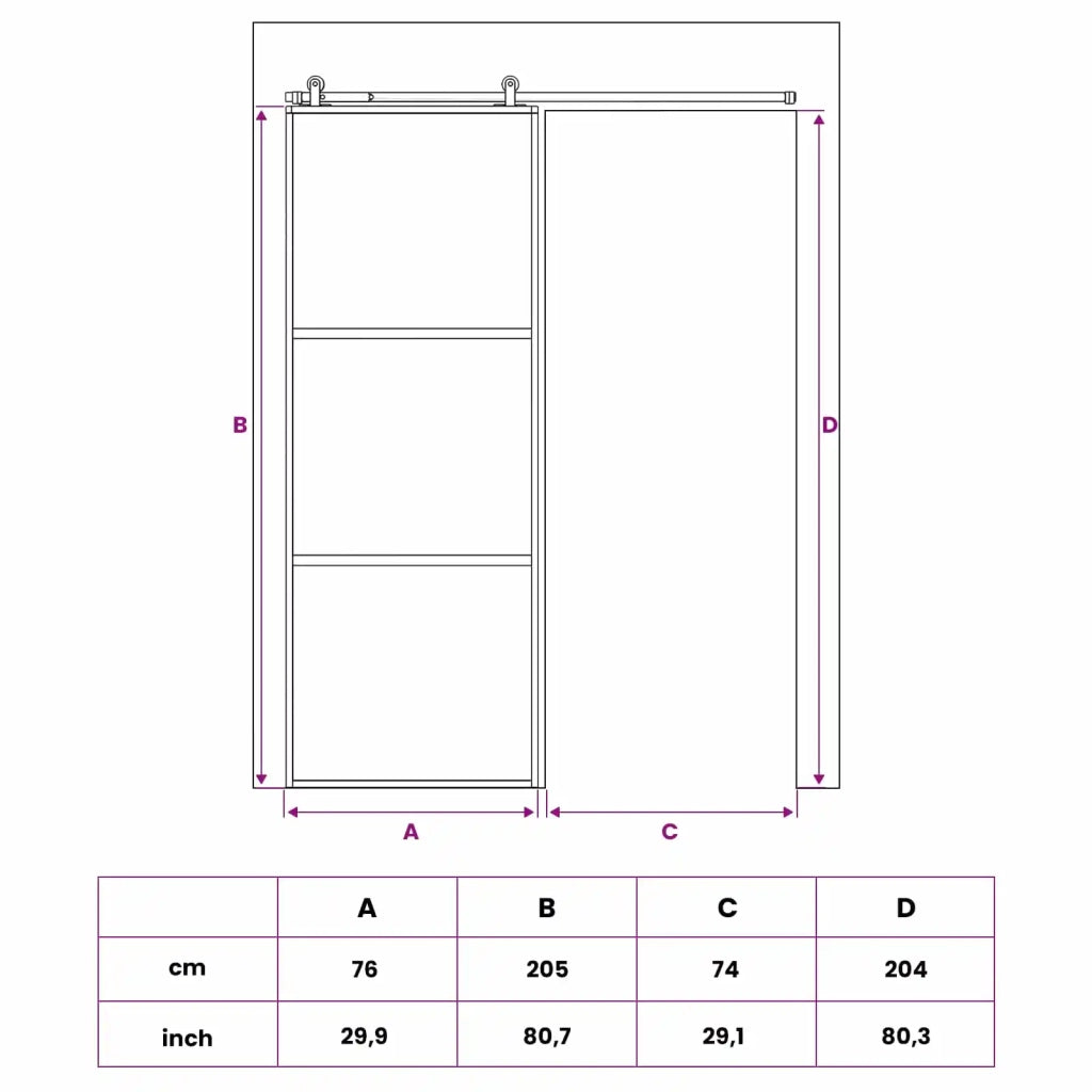 Porta scorrevole 76 x 205 cm Vetro Temperato e Alluminio 42054108