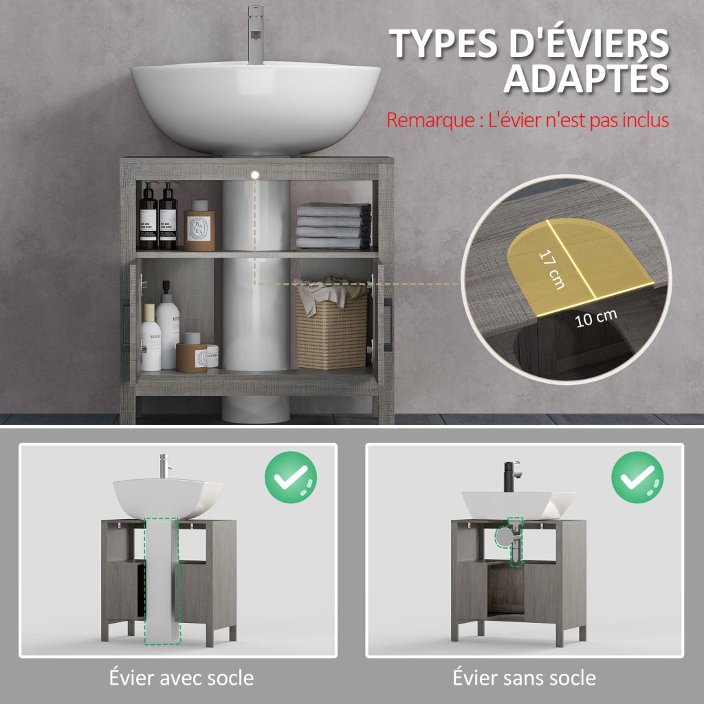 Mobiletto Sottolavabo Bagno ¨C Zephmum ¨C Grigio 60x30x60 cm