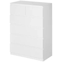 Cassettiera 6 Cassetti con Design Antiribaltamento, in Truciolato, 80x39x115 cm, Bianco