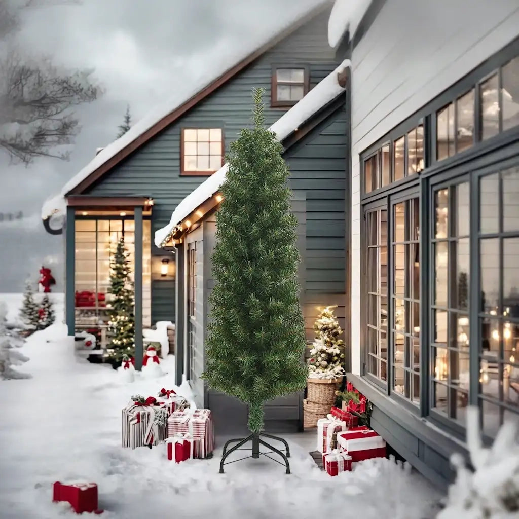 Albero di Natale Artificiale Sottile Supporto Verde 240 cm PVC cod mxl 13149
