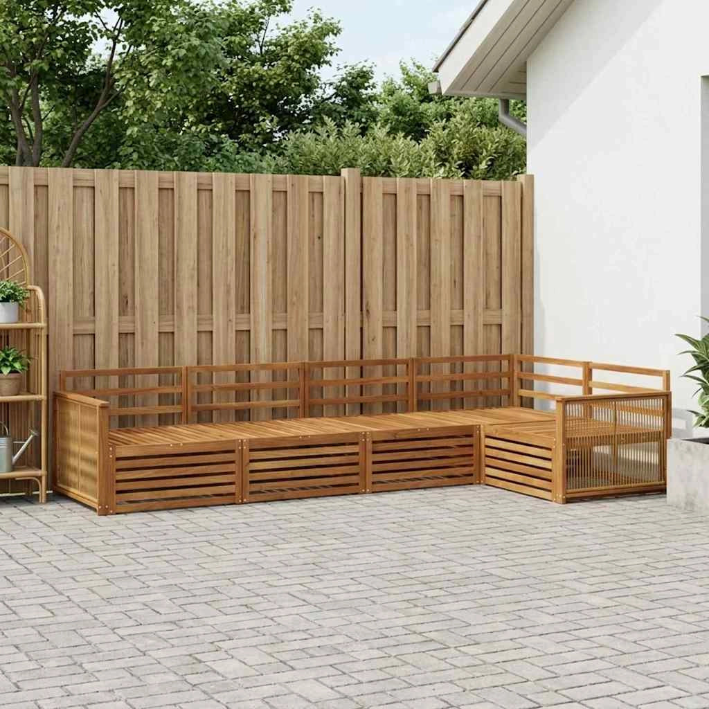 Set di divani da esterno 5 pz Naturale Legno di Acacia Massello 3383357