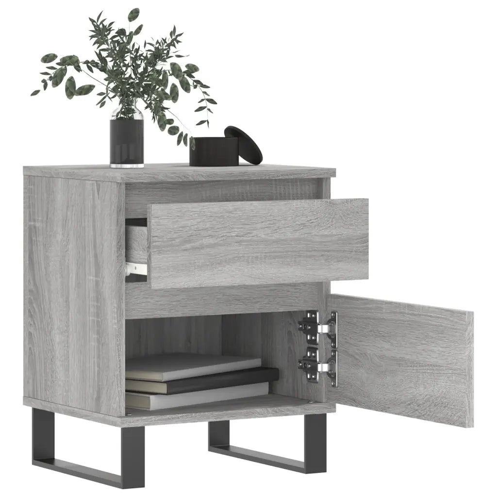 Comodino Grigio Sonoma 40x35x50 cm in Legno Multistrato 830696