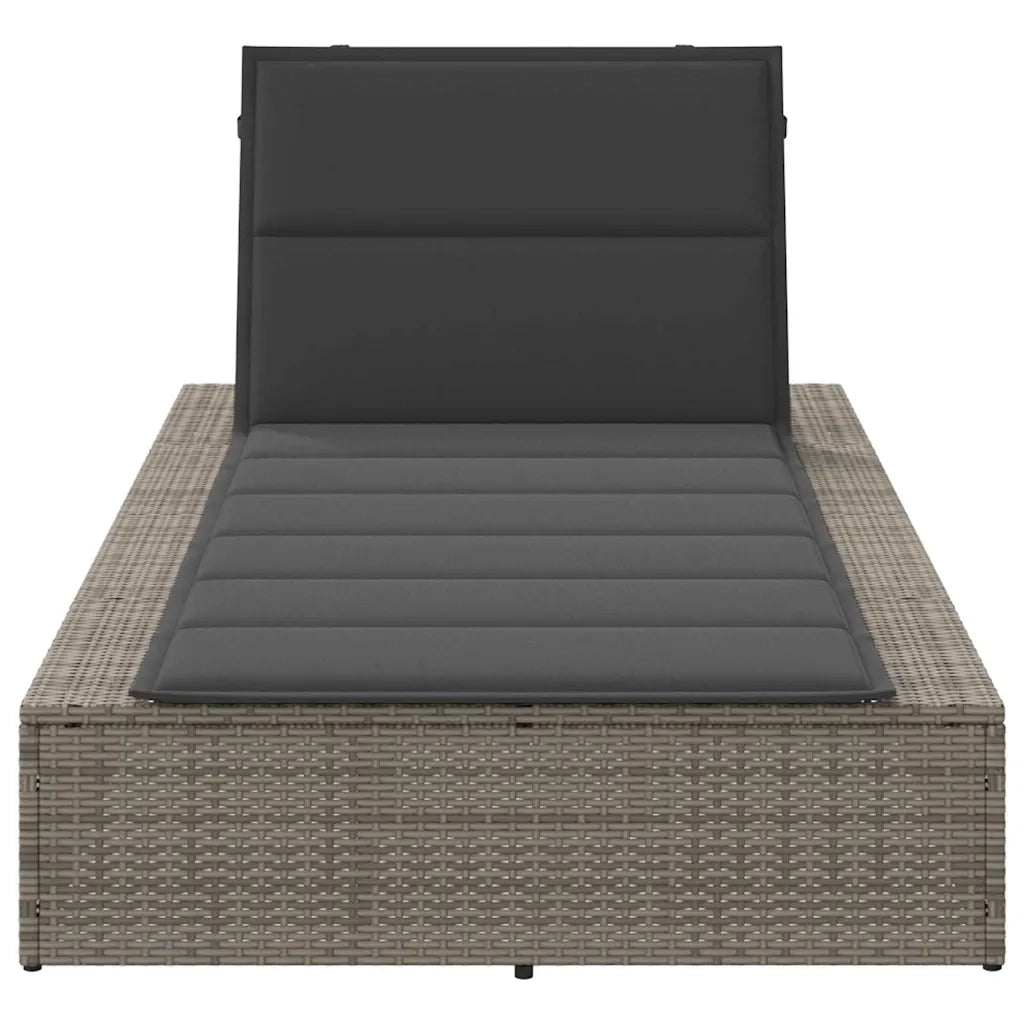 Lettino Prendisole con Cuscino Galleggiante Grigio Polyrattan 4104204