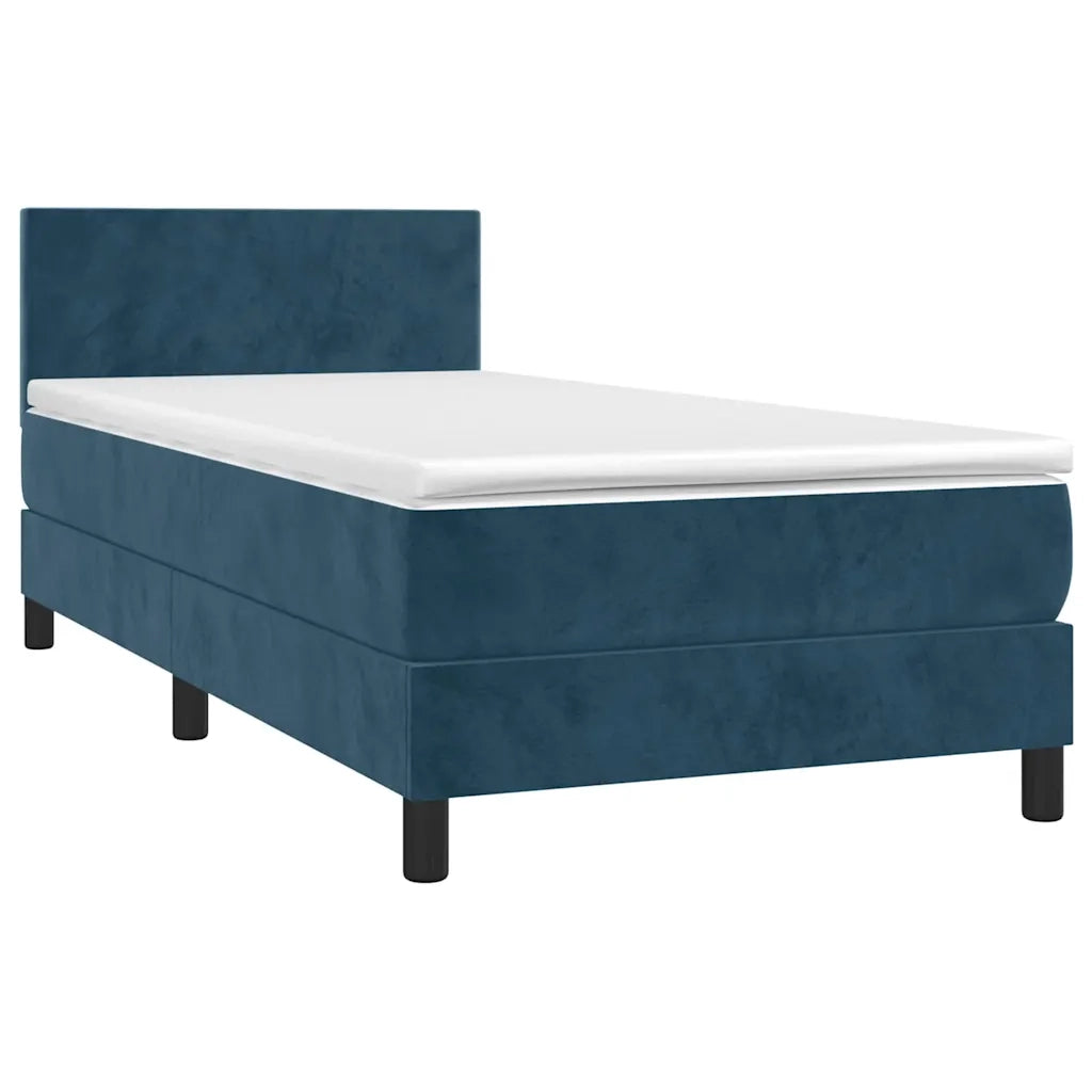 Letto a Molle con Materasso e LED Blu Scuro 80x200cm in Velluto 3134253