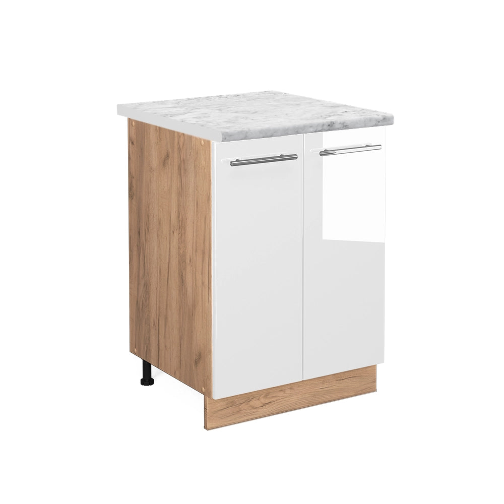 Mobiletto base cucina Fame-Line Bianco lucido/Rovere dorato 60 cm, PL Marmo Vicco