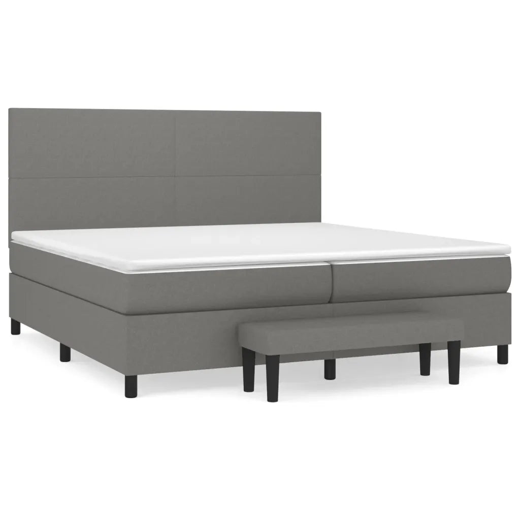 Giroletto a Molle con Materasso Grigio Scuro 200x200 cm Tessuto 3136462