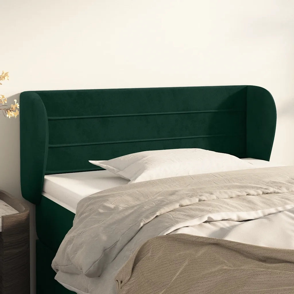 Testiera | Testata ad Orecchio Verde Scuro 93x23x78/88 cm in Velluto
