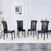 Sedia da Pranzo Set da 4 con Schienale Imbottito, Piedini Regolabili, in Metallo e PVC Nero