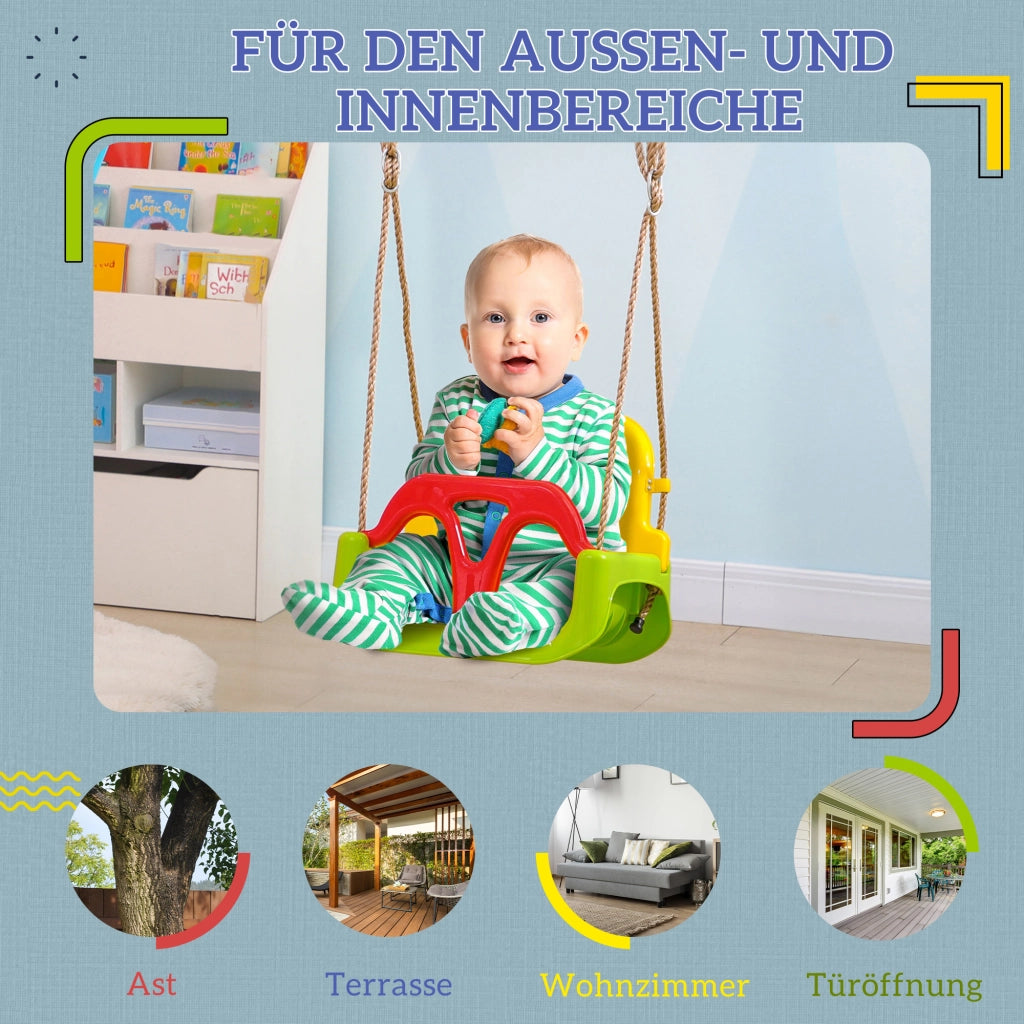 Altalena per bambini regolabile con schienale e cintura di sicurezza ¨C zephmum ¨C Verde