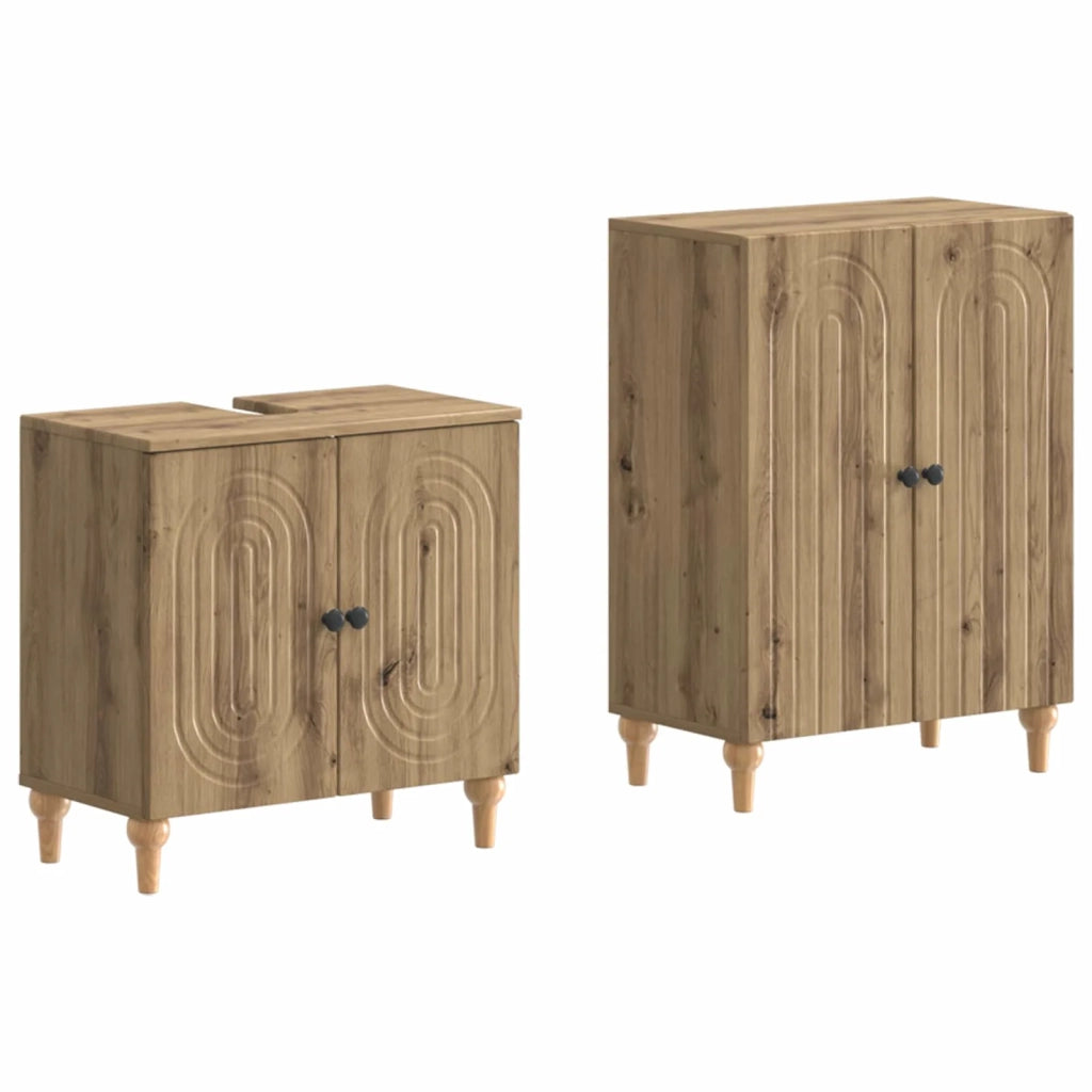 Set di Armadi da Bagno da 2 Pezzi ALKMAAR Rovere Artigianale 3417593
