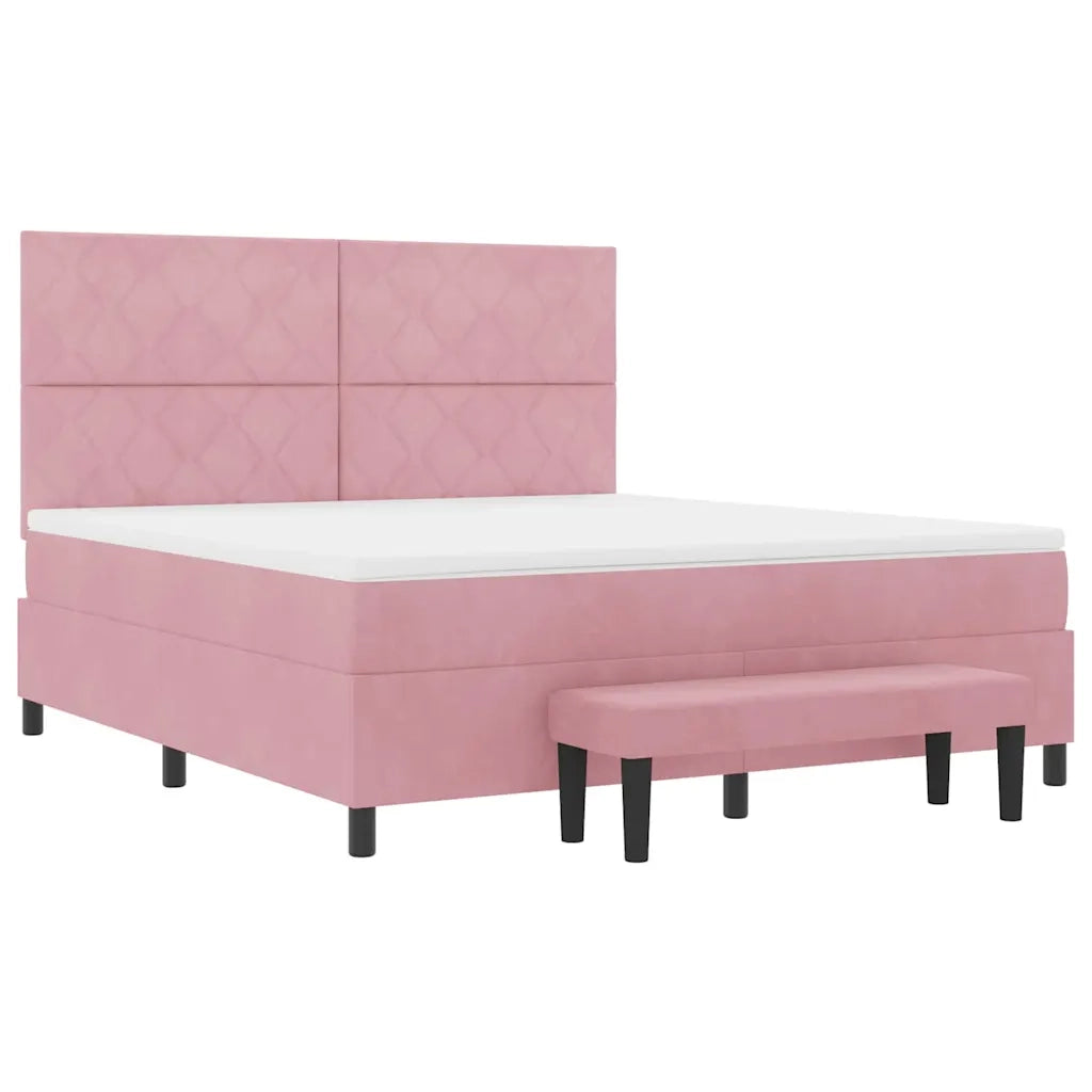 Letto a molle con testiera Rosa 200 x 180 cm Velluto 3344599