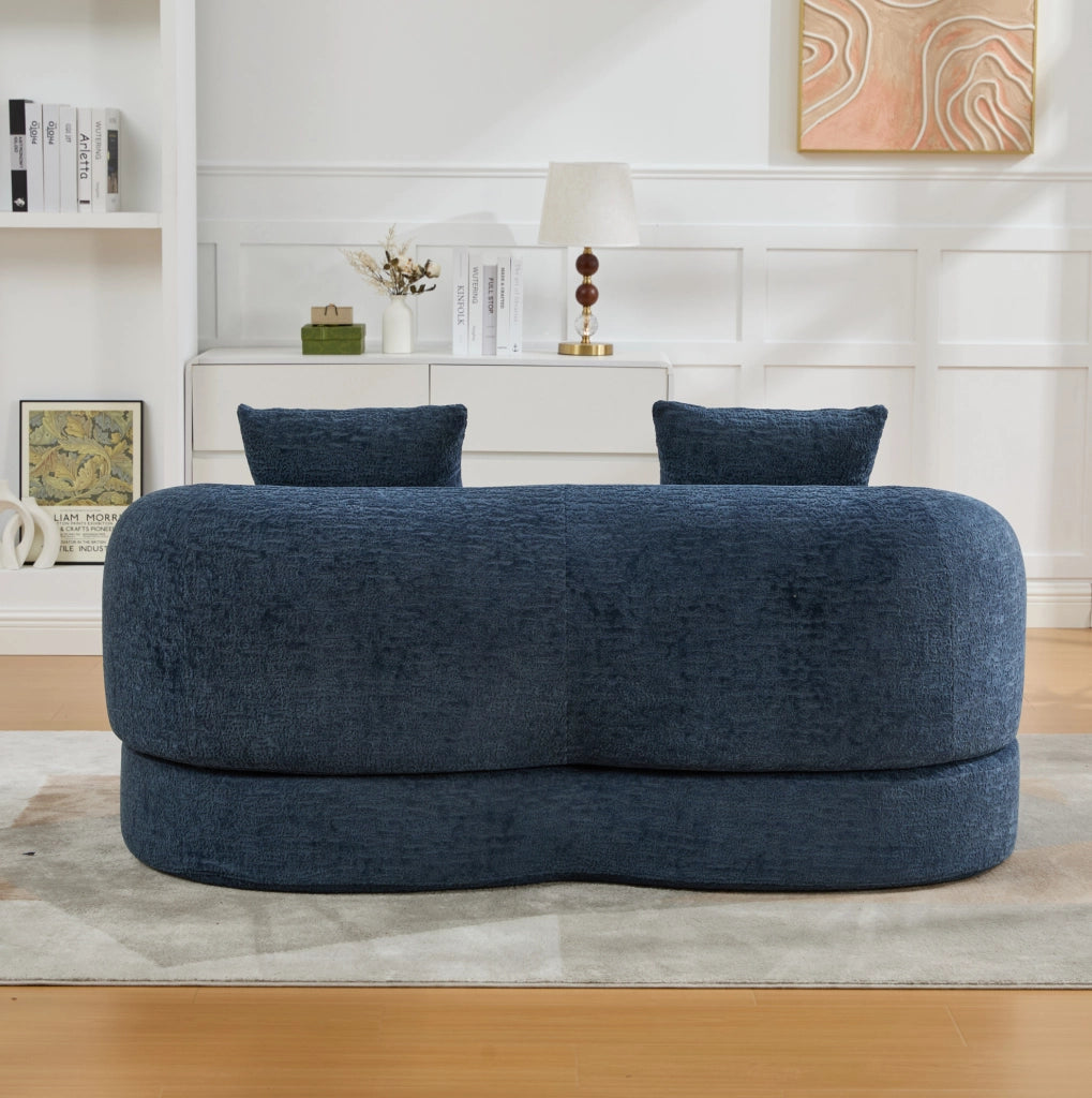 Divano letto pieghevole a due posti in ciniglia blu navy