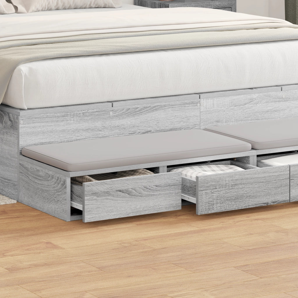 Cassetti Letto Grigio Sonoma 150x36,5x16,5 cm in Legno Compensato